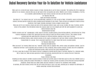 dubai recovery service your go to solution