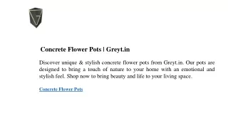 Concrete Flower Pots Greyt.in