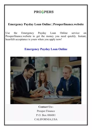 Emergency Payday Loan Online Prosperfinance.website