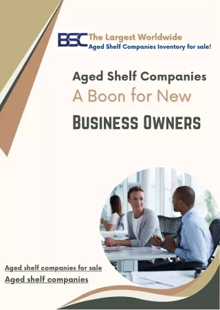 Aged Shelf Companies –A Boon for New Business Owners