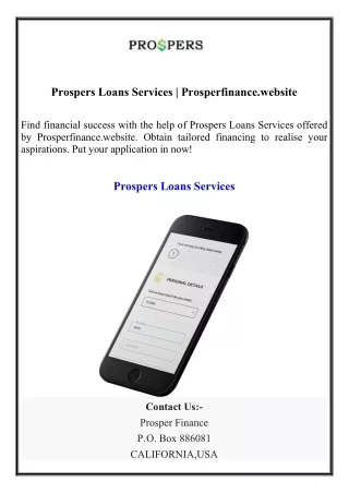 prospers loans services prosperfinance website