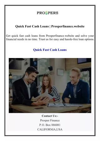 quick fast cash loans prosperfinance website