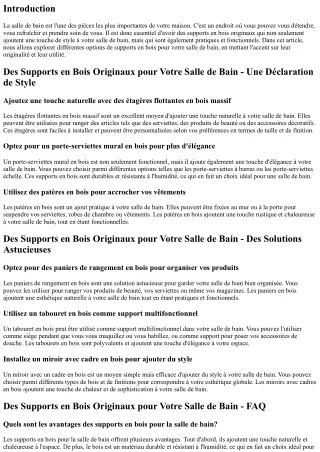 Des Supports en Bois Originaux pour Votre Salle de Bain