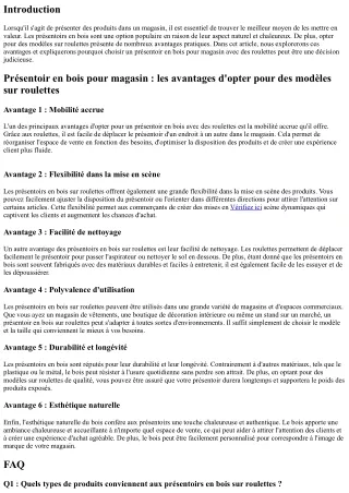 Présentoir en bois pour magasin : les avantages d'opter pour des modèles sur rou