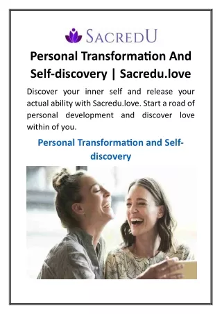 Personal Transformation And Self-discovery  Sacredu.love