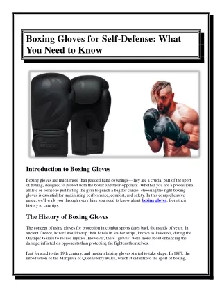 Boxing Gloves for Self Defense What You Need to Know