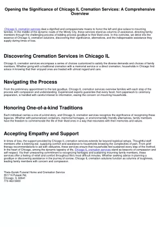 Opening the Essence of Chicago IL Cremation Providers: A Comprehensive Overview