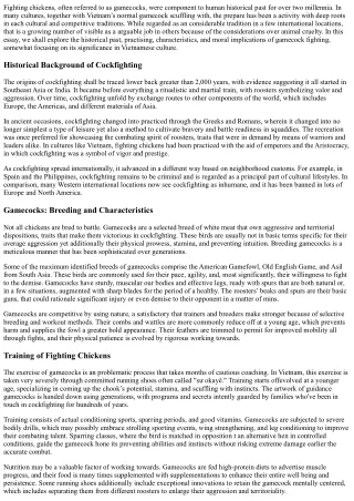 Fighting Fowls: An Review of Legacy, Beliefs, and Ethics