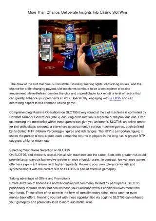 more than chance deliberate insights into casino