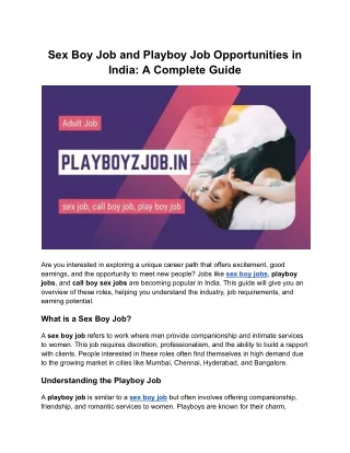 Sex Boy Job and Playboy Job Opportunities in India: A Complete Guide