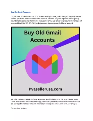 Buy Old Gmail Accounts - 100% Safe Brand New & Old Accounts