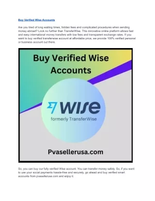 Buy Verified Wise Accounts - 100% Safe Have Transaction History