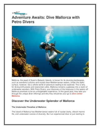 Adventure Awaits Dive Mallorca with Petro Divers
