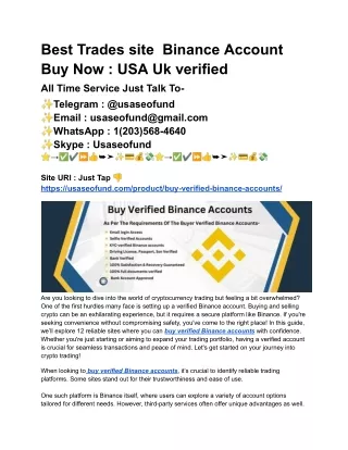 Best Trades site  Binance Account Buy Now _ USA Uk verified