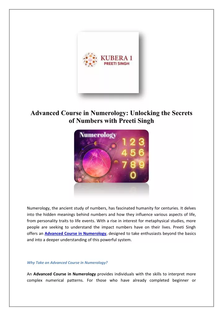 advanced course in numerology unlocking