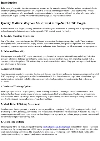 Quality Matters: Why You Should Buy Top-Notch IPSC Targets