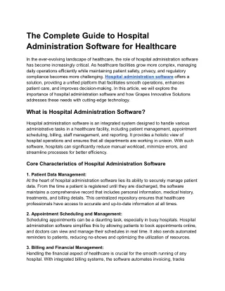 the complete guide to hospital administration