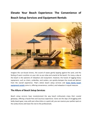 The Convenience of Beach Setup Services and Equipment Rentals