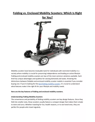 folding vs enclosed mobility scooters which
