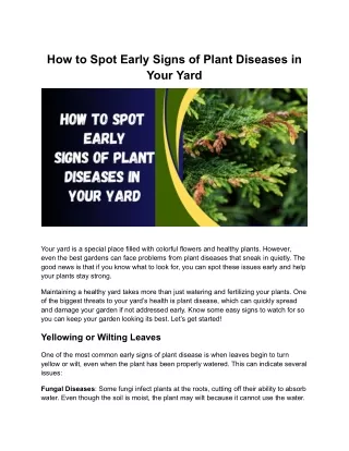 How to Spot Early Signs of Plant Diseases in Your Yard