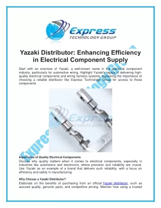 Yazaki Distributor: Enhancing Efficiency in Electrical Component Supply