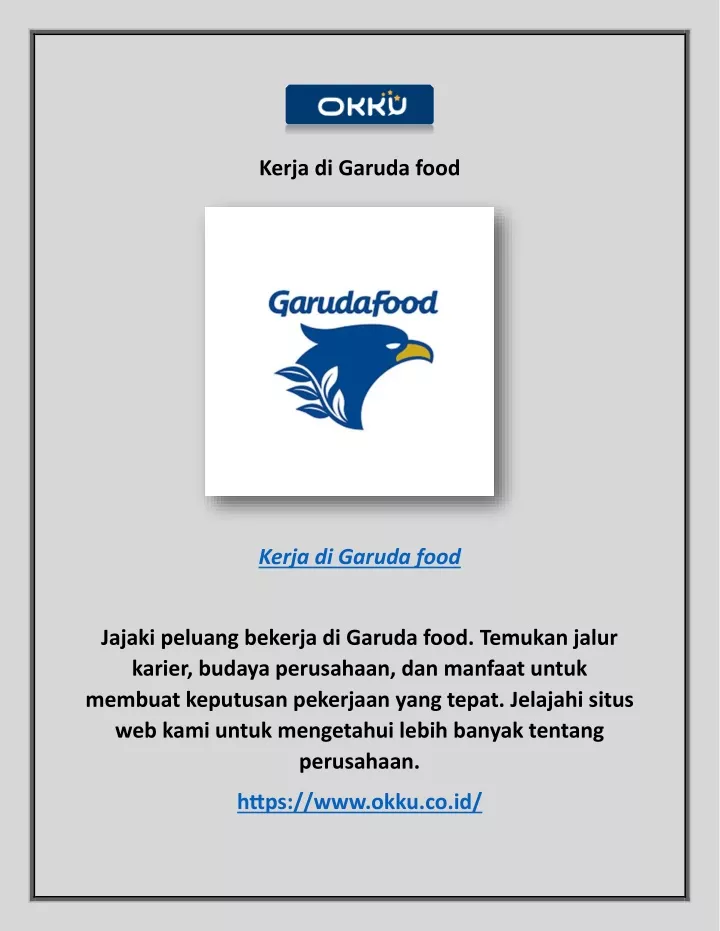 kerja di garuda food