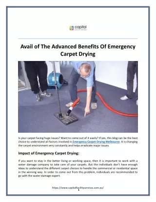 Avail of The Advanced Benefits Of Emergency Carpet Drying