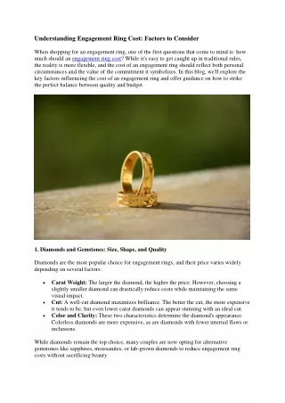 understanding engagement ring cost factors