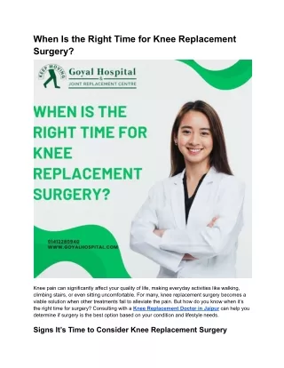 When Is the Right Time for Knee Replacement Surgery