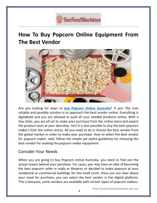 How To Buy Popcorn Online Equipment From The Best Vendor