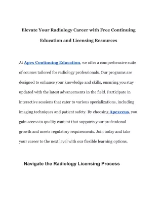 Elevate Your Radiology Career with Free Continuing Education and Licensing Resources (1)