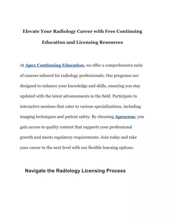 elevate your radiology career with free continuing