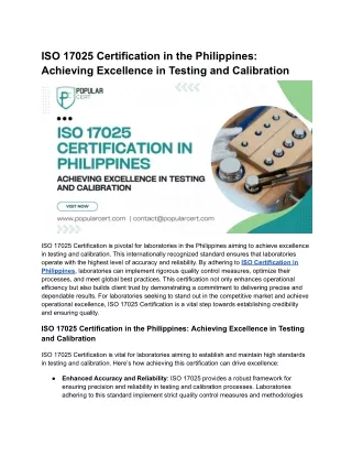 ISO 17025 Certification in the Philippines_ Achieving Excellence in Testing and Calibration