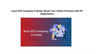 Local SEO Company in Noida: Boost Your Online Presence with RS Organisation