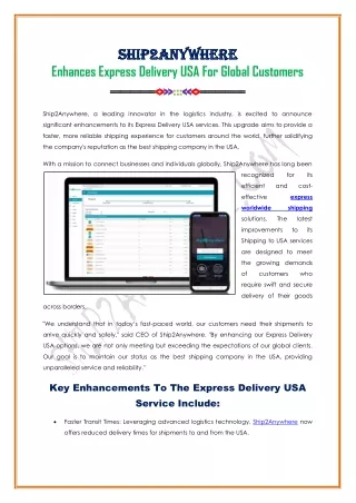 Express Delivery USA For Global Customers