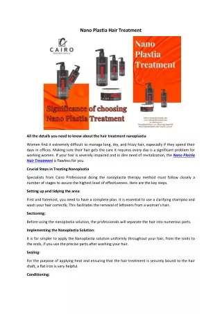 Nano Plastia Hair Treatment