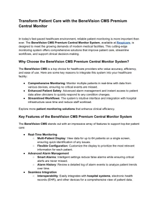 transform patient care with the benevision