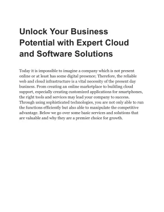 Unlock Your Business Potential with Expert Cloud and Software Solutions
