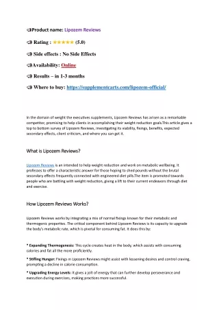 product name lipozem reviews