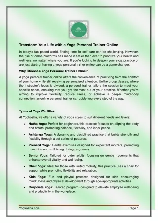 Transform Your Life with a Yoga Personal Trainer Online