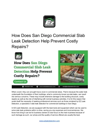 how does san diego commercial slab leak detection