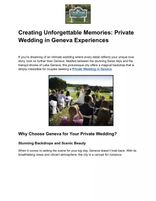 creating unforgettable memories private wedding