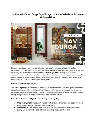 Apkainterior’s NavDurga Days Brings Unbeatable deals on Furniture & Home Décor (1)_compressed