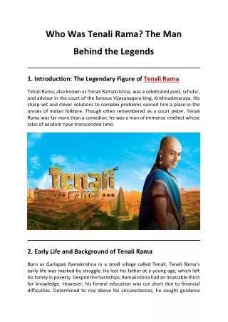Who Was Tenali Rama - Letsdiskuss