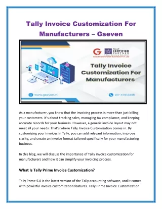 Tally Invoice Customization For Manufacturers – Gseven