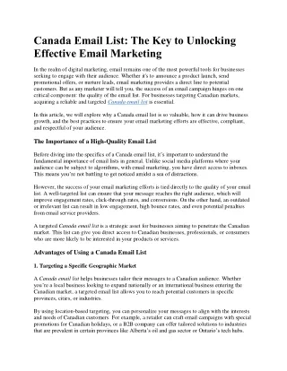 Canada Email List