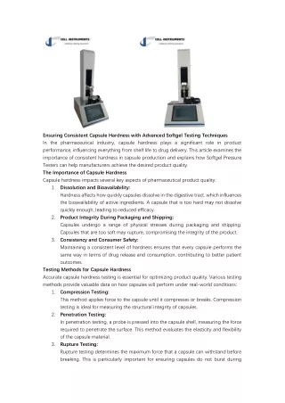ensuring consistent capsule hardness with