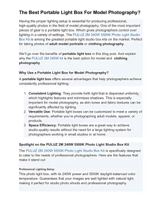the best portable light box for model photography
