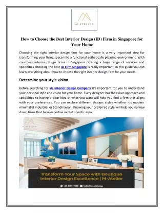 How to Choose the Best Interior Design (ID) Firm in Singapore for Your Home