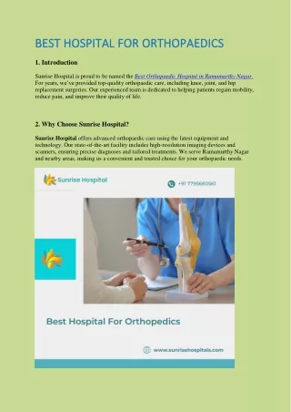 Best Hospital for Orthopaedics